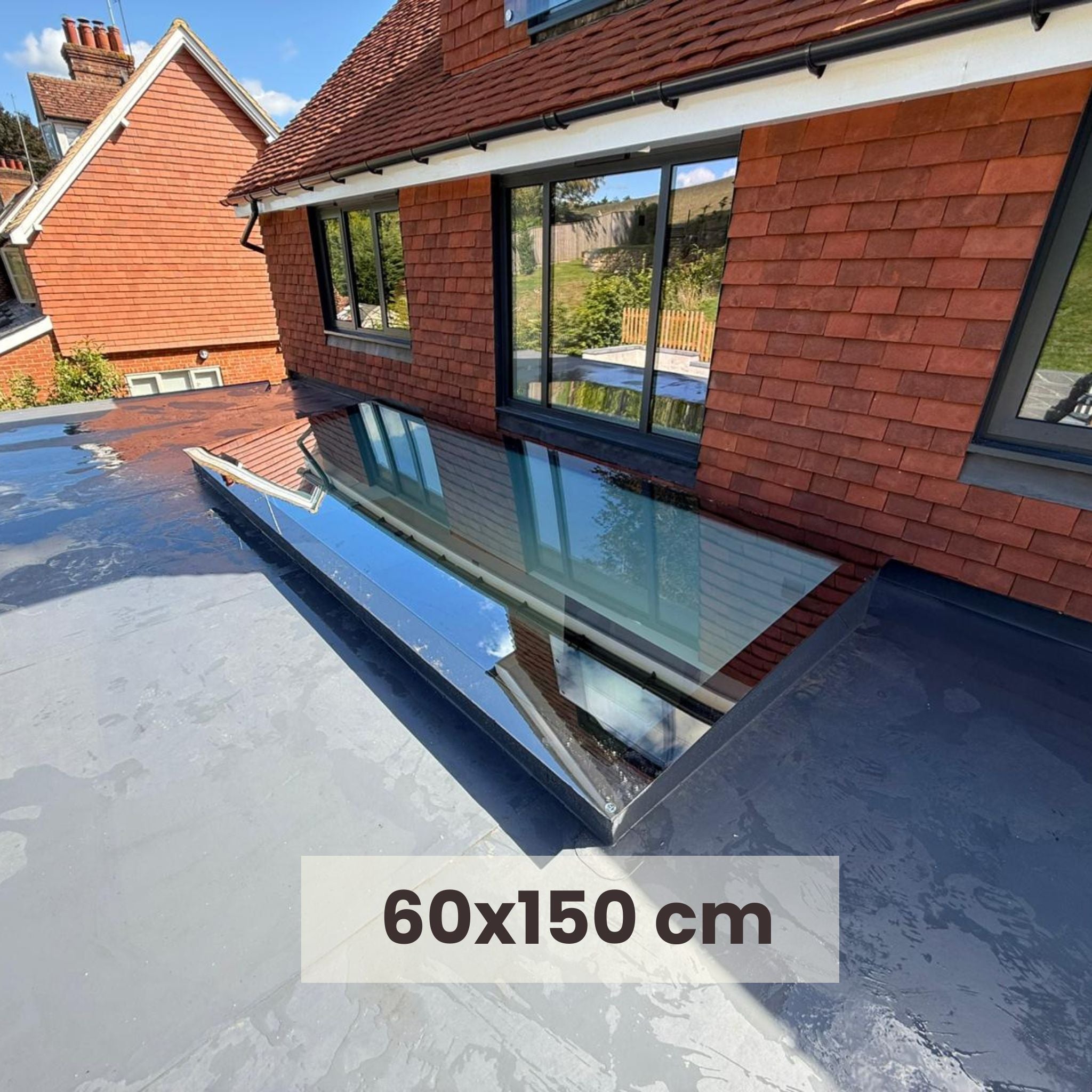 60 x 150 cm Dakraam plat dak, Driedubbel glas, U-waarde: 0,9 W/m²K