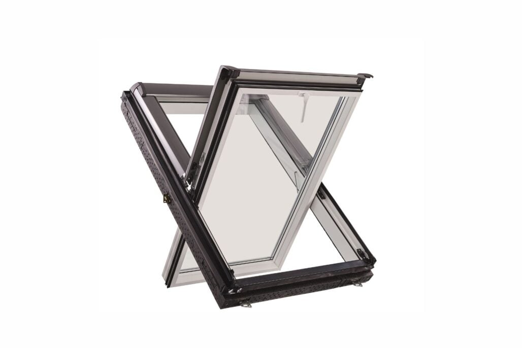 Roto Schuin dakvenster midden draaiend 74 x 118 cm Wit gelakt hout