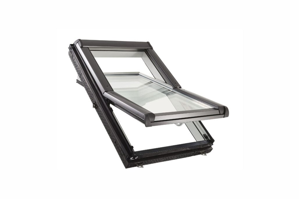 Roto Schuin dakvenster midden draaiend 74 x 98 cm Wit gelakt hout