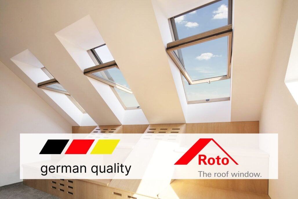 Roto Schuin dakvenster midden draaiend 74 x 98 cm Wit gelakt hout