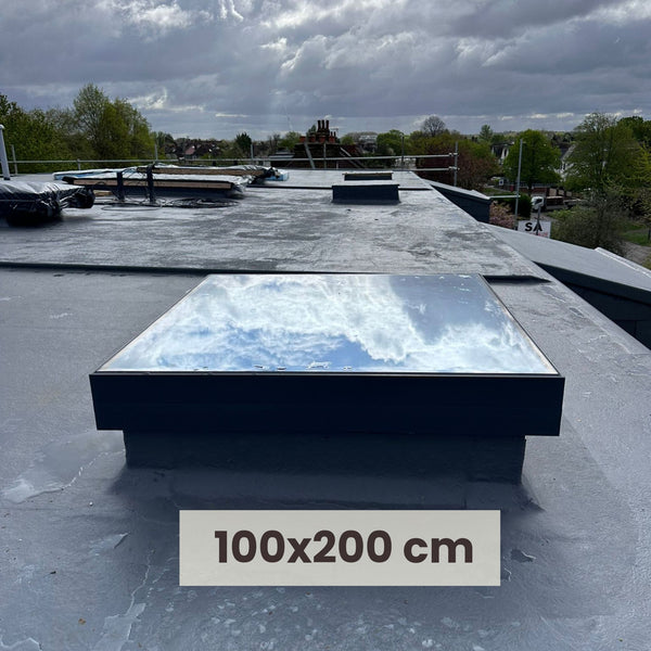 100 x 200 cm Aluminium dakraam - Driedubbel glas