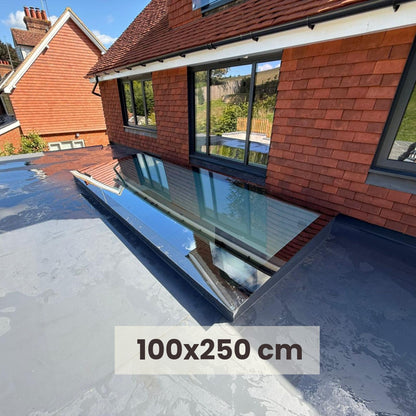 100 x 250 cm Dakraam plat dak, Driedubbel glas, U-waarde: 0,9 W/m²K