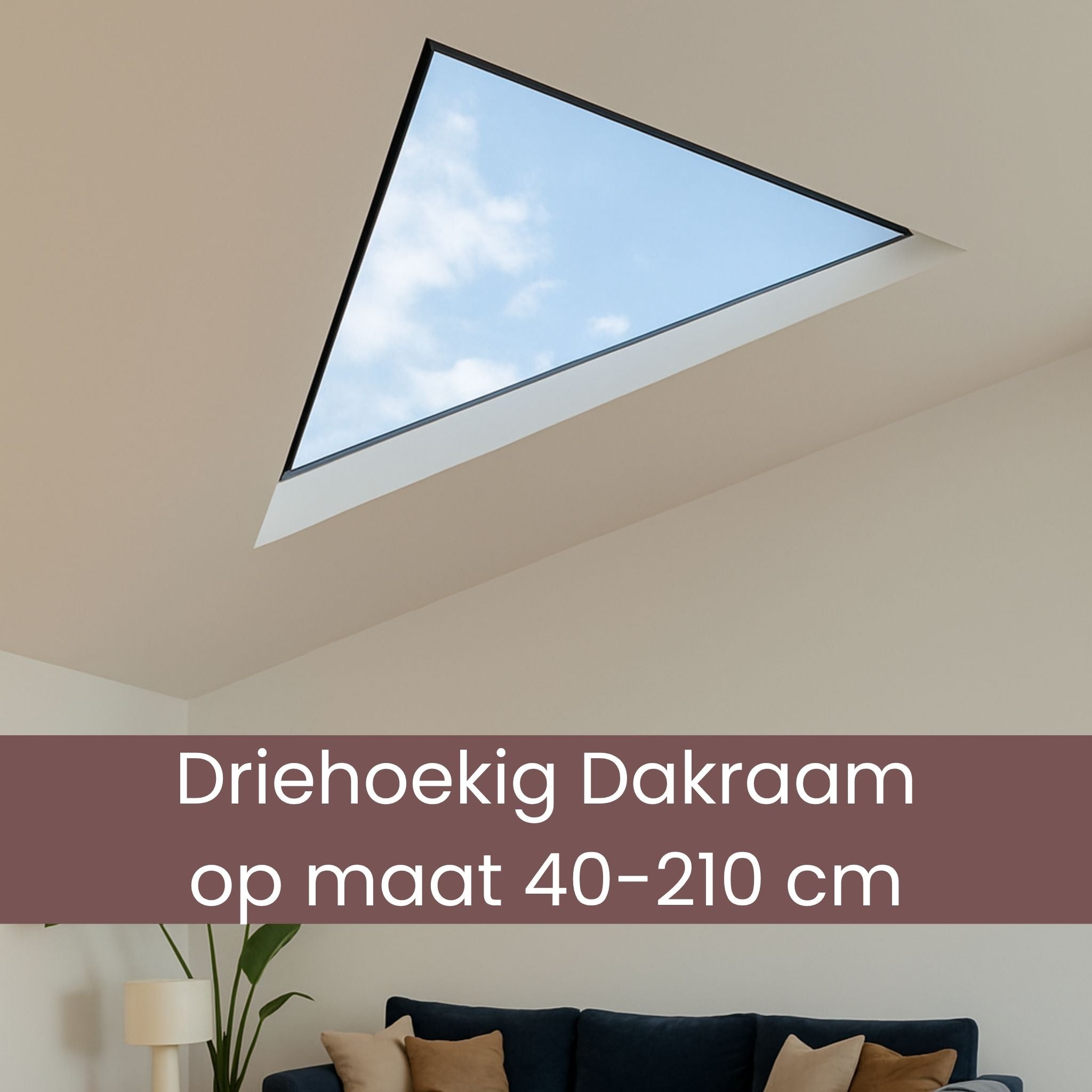 Driehoekig dakraam op maat, Driedubbel glas, U-waarde: 0,9 W/m²K