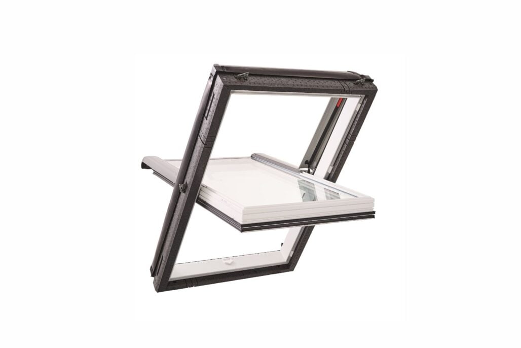 Roto Schuin dakvenster midden draaiend 74 x 98 cm Wit gelakt hout